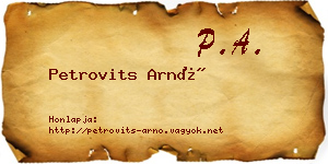 Petrovits Arnó névjegykártya
